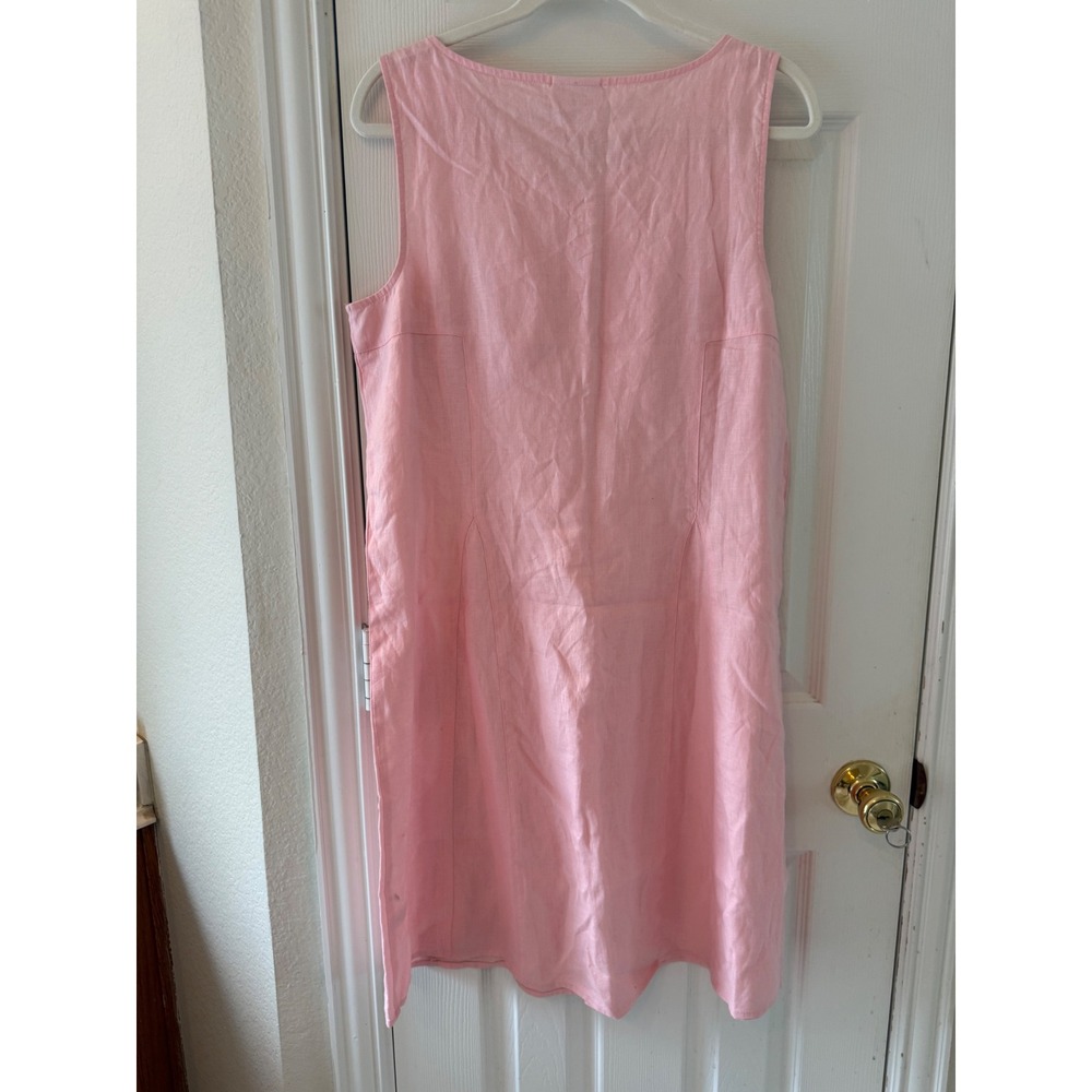 J Jill Love Linen Blush Pink A Line Dress M 100% Linen Coastal Grandma - Picture 7 of 8